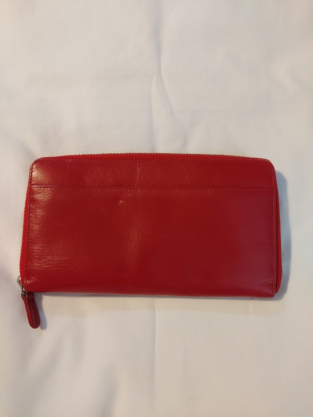 Barneys New York Vibrant Red Pebbled Leather Zip Around Wallet - Picture 2 of 9